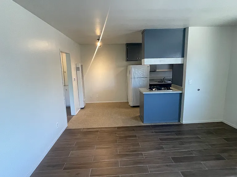 living area and kitchen
