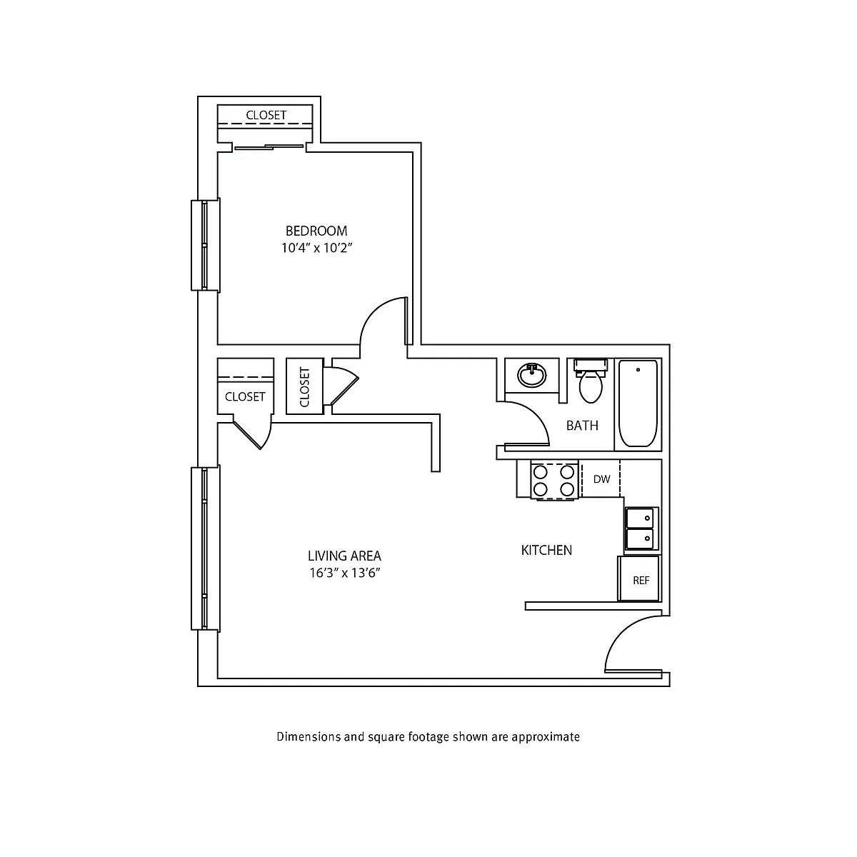 Floor plan 1 Bedroom / 1 Bath_579