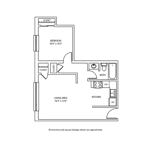 Floor plan 1 Bedroom / 1 Bath_579