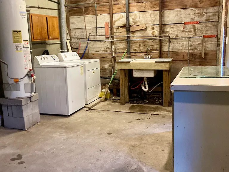 Inside shed and laundry