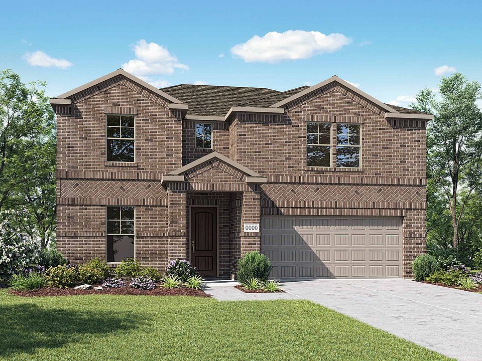 Elvation A is a two story traditional full brick home design with a herringbone brick detail. Many d