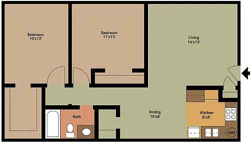 Floor plan 2BD 1BA