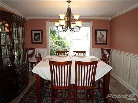Dining room with custom built chair railing, wains