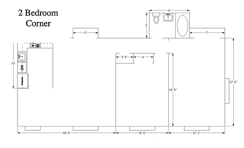 Floor plan 2 Beds, 1 Bath Super Deluxe