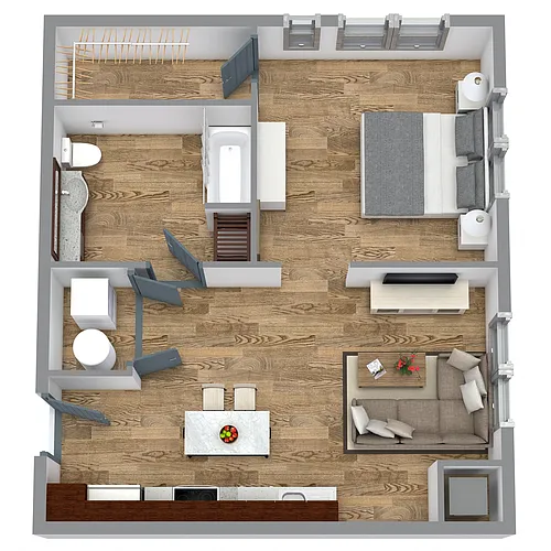 Floor plan The One Bedroom 1 (Blue)