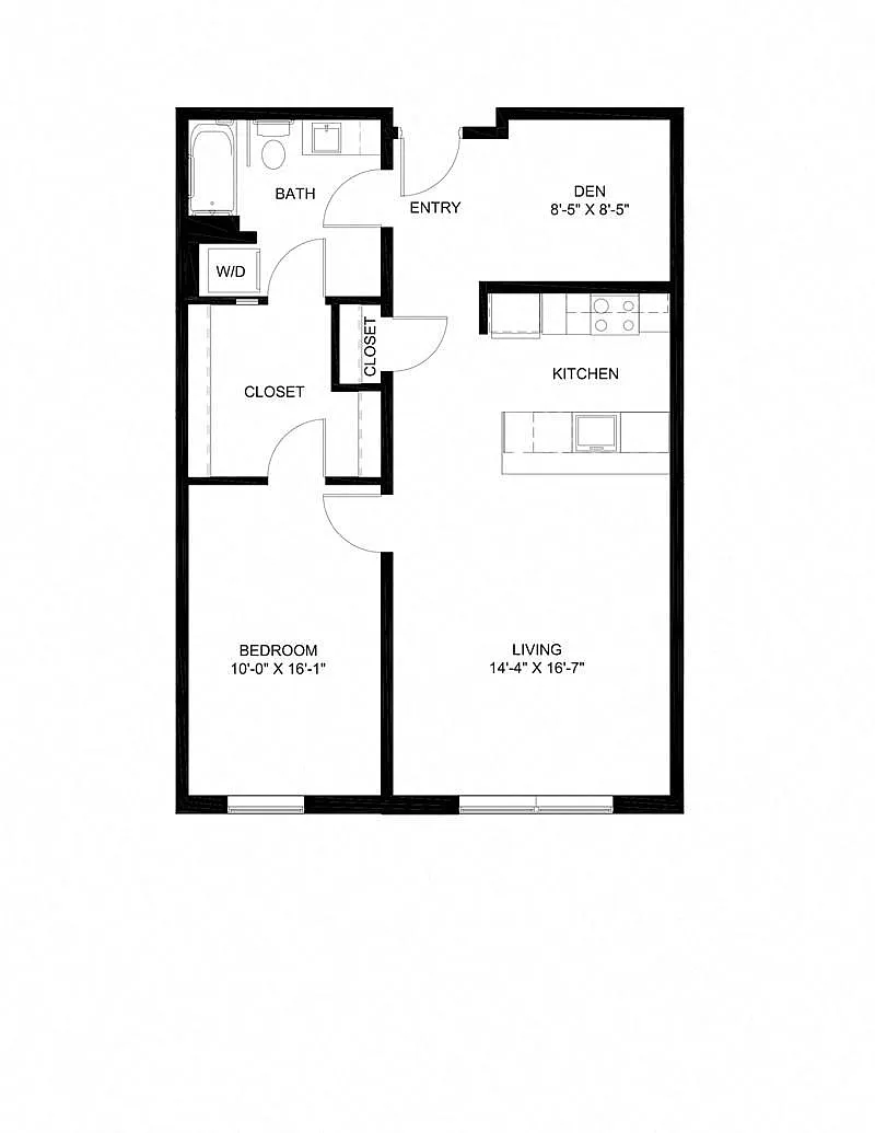 Floor plan Furnished - 1 bedroom 1 bath den C1