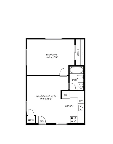 Floor plan 1 Bed 1 Bath