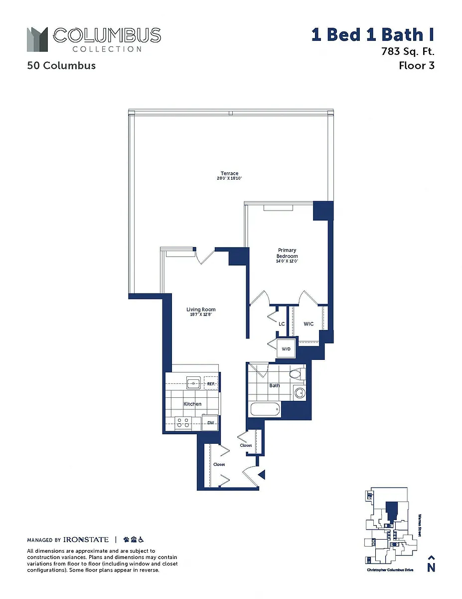 Floor plan 1 Bed 1 Bath I With Terrace