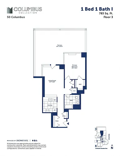 Floor plan 1 Bed 1 Bath I With Terrace