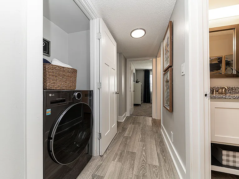 Entryway with hardwood-style flooring throughout