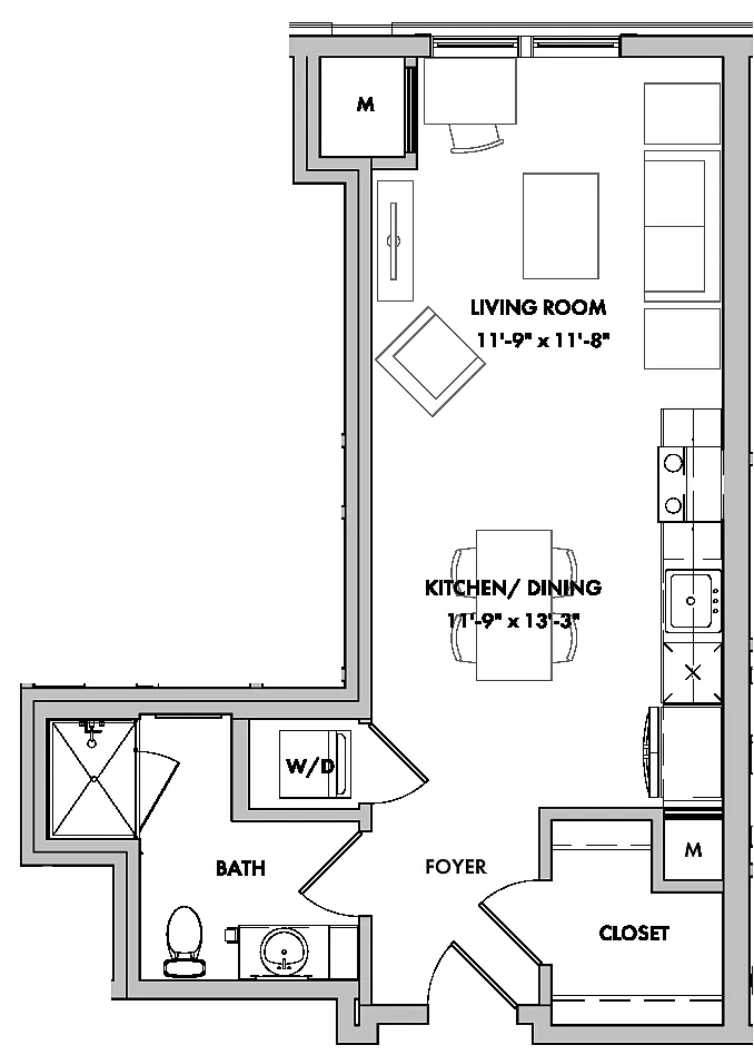 Floor plan Melford I Studio-S1
