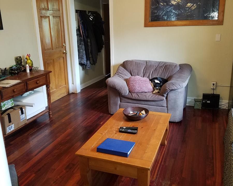 Living room with Cherry Wood Floors!