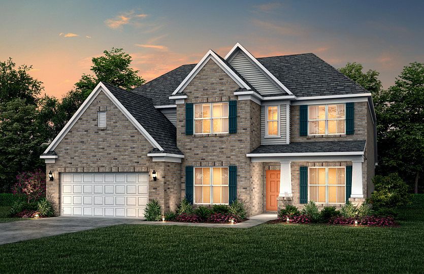 Vanderbilt Exterior 38 features Hardie Board siding, brick, covered front porch and 2 car garage