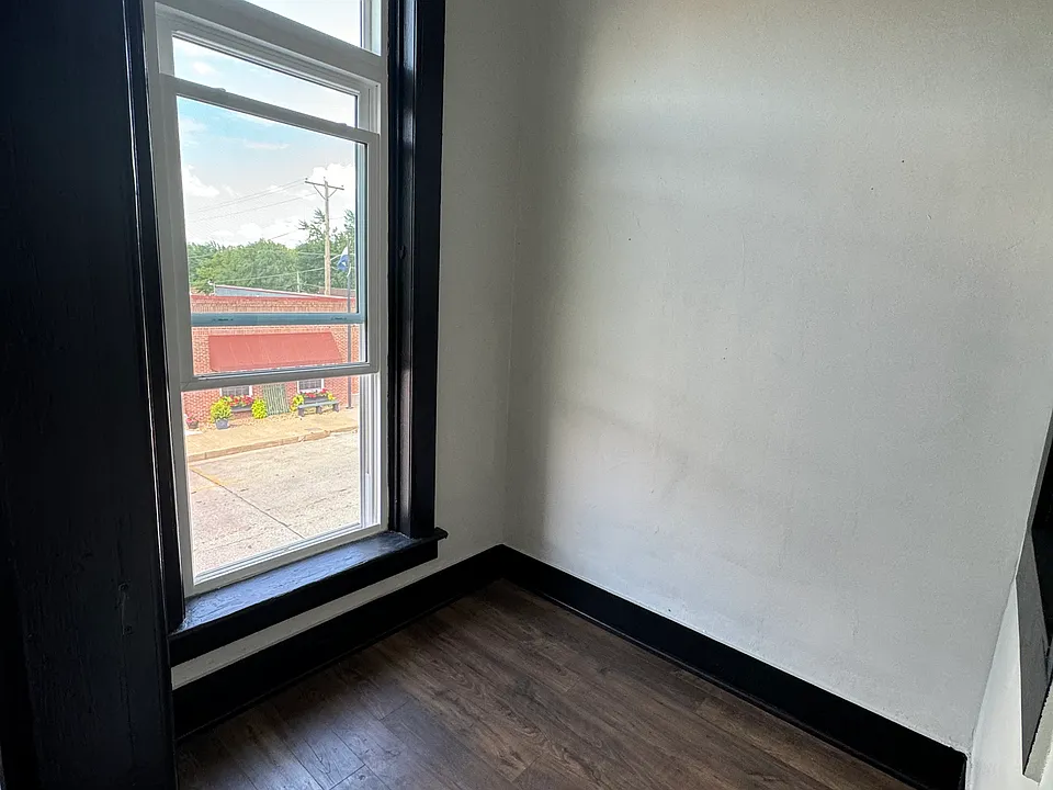 There is a small sitting area that also has views of historical Main Street.