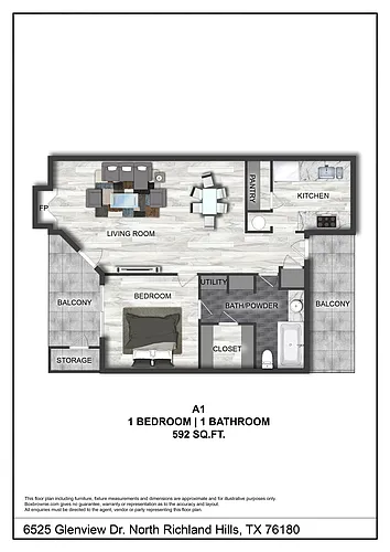 Floor plan 1 bdrm 1 bath