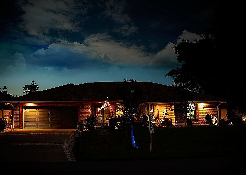 Evening view of the home
