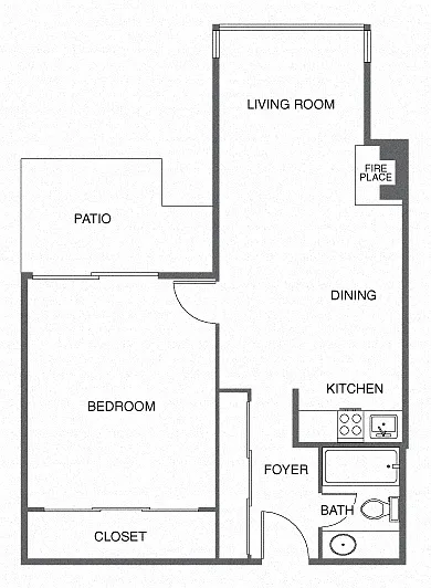 Floor plan Renovated 1 BED, 1 BATH