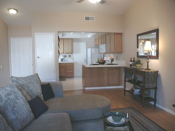 View from living room to kitchen