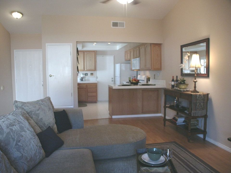 View from living room to kitchen