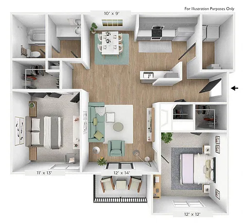 Floor plan The Mist 2 BR 1 BA
