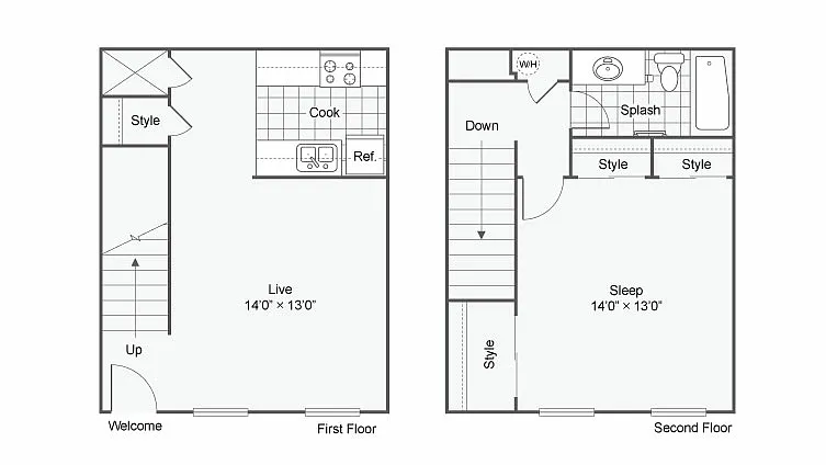 Floor plan The Cohen: 1 Bedroom 1 Bath TH