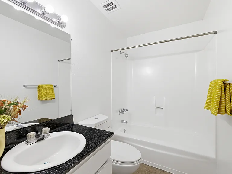 Secondary bathroom with a full-sized bathtub.