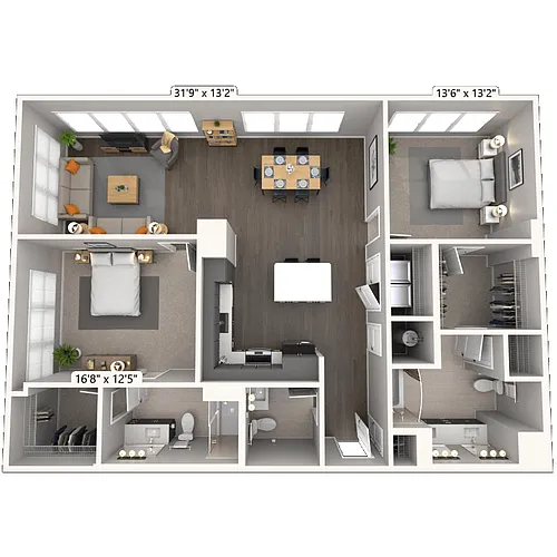 Floor plan B8 2x2 1407 SF-FP