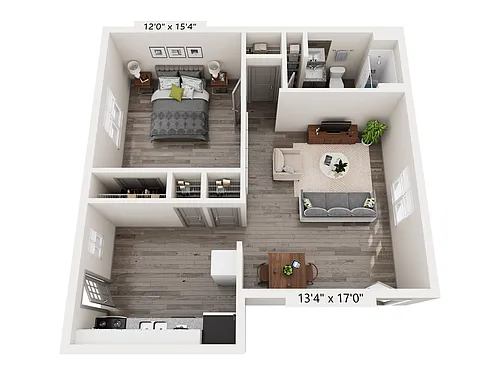 Floor plan 1 Bedroom 1C