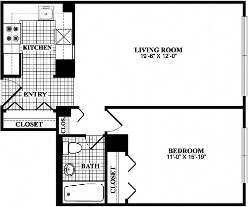 Floor plan One Bedroom One Bathroom
