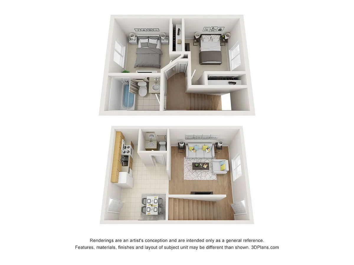 Floor plan 2BR1.5BA- C TH