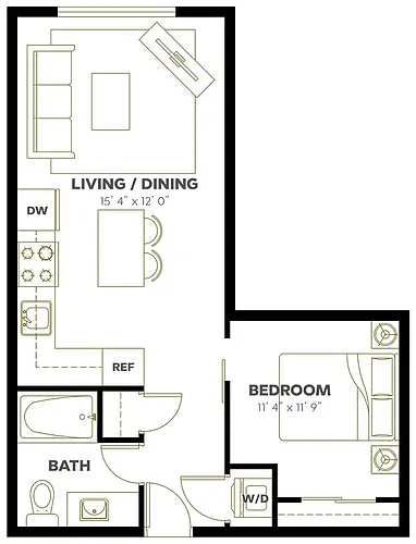 Floor plan Open 1x1 B12