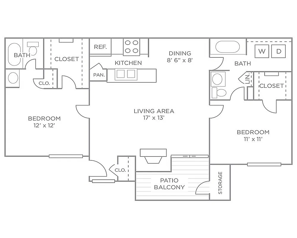 Floor plan Two Bedroom Luxury Terrace - New Renovated