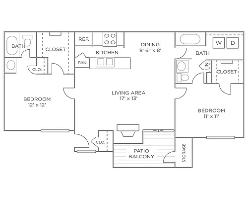 Floor plan Two Bedroom Luxury Terrace - New Renovated