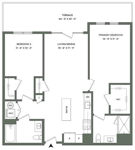 Floor plan 2 Bed 2 Bath-B1-T Mason East