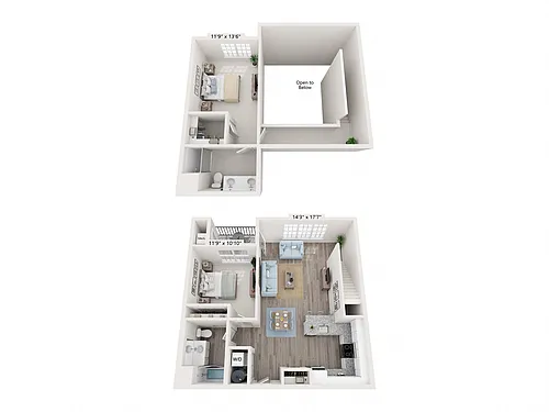 Floor plan Two Bed Two Bath Loft 1248