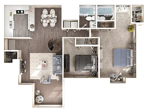 Floor plan 2 Bed, 2 Bath C Upgraded