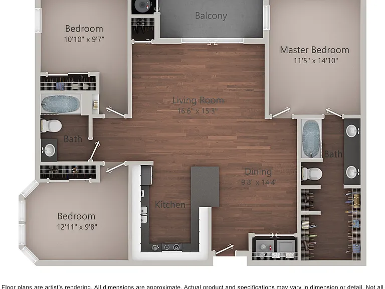 Regal Parc - C1-Phase II - 2 Beds - 2 Baths - 1361 Sq. ft.