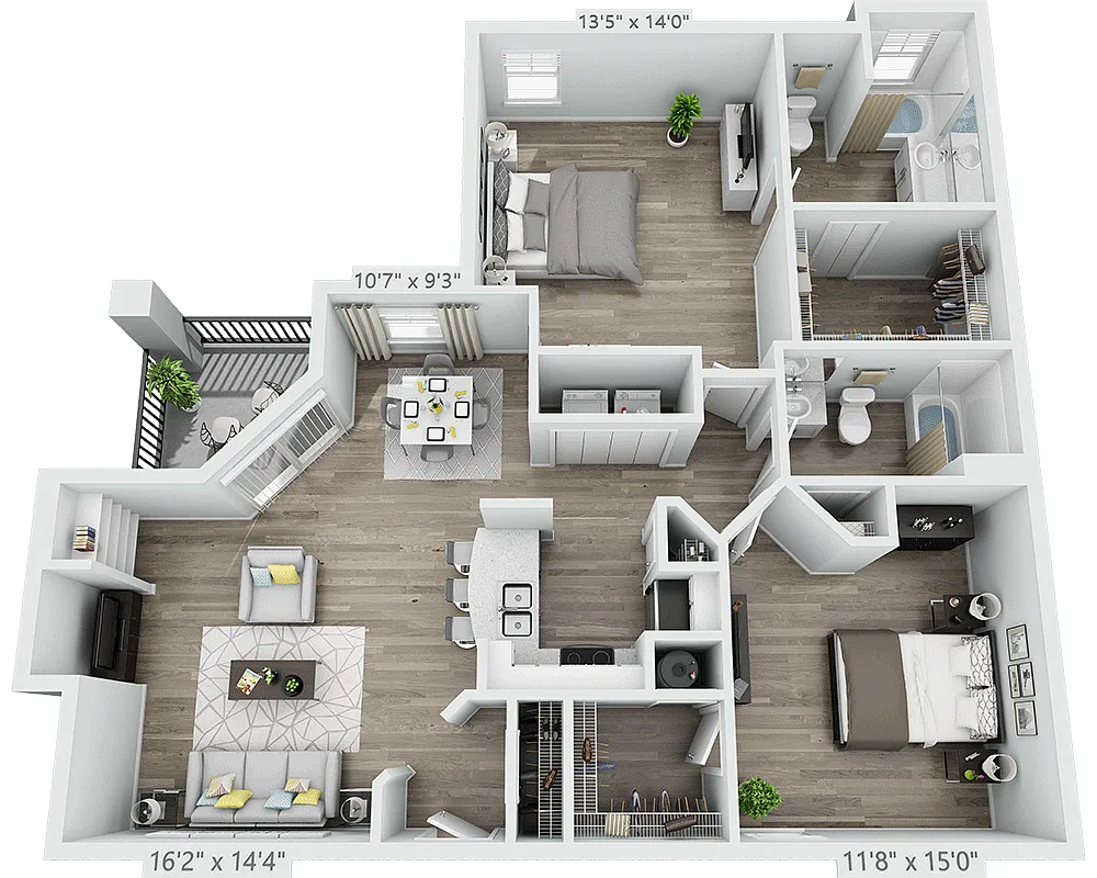 Floor plan Two Bedroom B2C