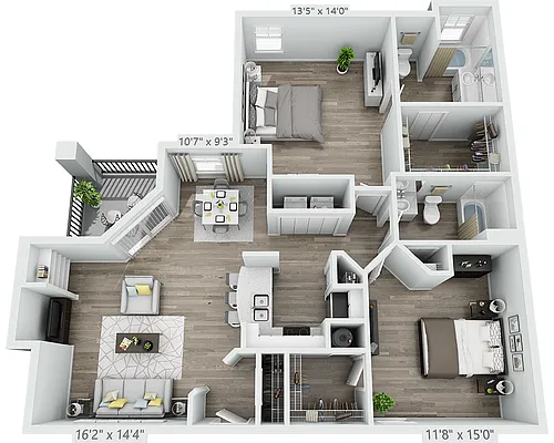 Floor plan Two Bedroom B2C