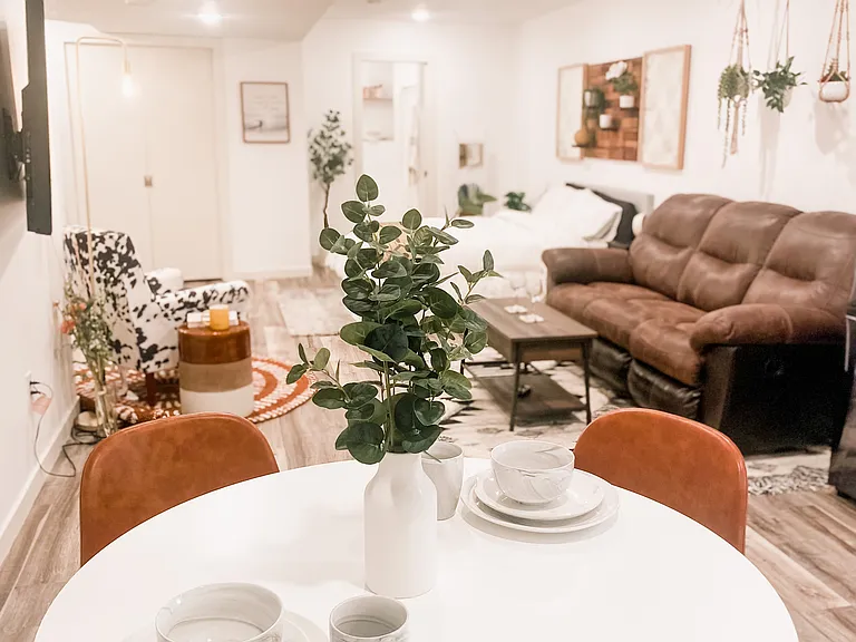 Enjoy the clean, spacious feel of the dining area, kitchen, living area, bed, reading area, workdesk, and bathroom... all in a single room studio!