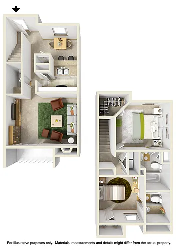 Floor plan 2 BED / 2.5 BATH