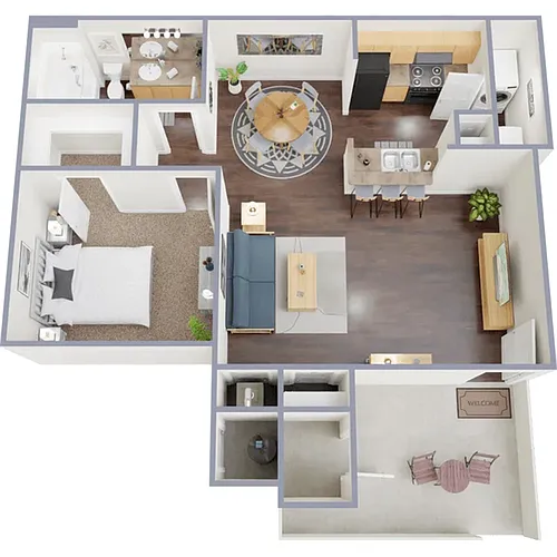 Floor plan 1 Bed, I Bath A (30% Income Restricted) CV II