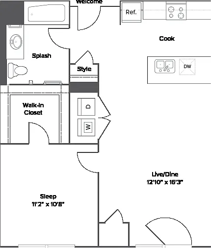 A12 1-Bedroom Floorplan A12 1-Bedroom Floorplan