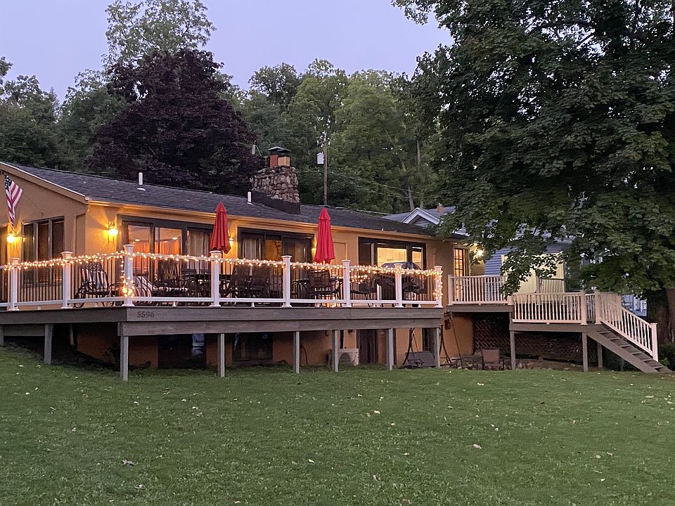 Lakefront backyard.