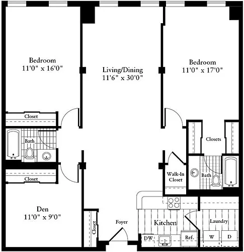 Floor plan 2 Bedrooms JJ