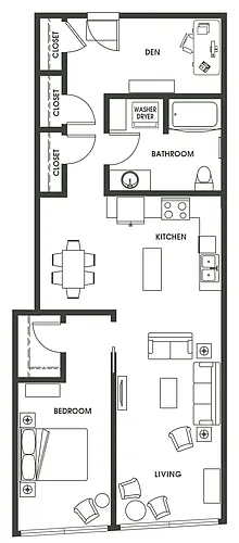 Floor plan 1 Bed + Den A9