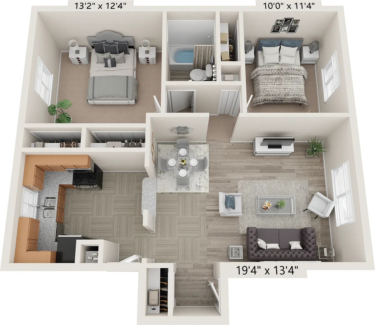 Floor plan The Jefferson - 2 Bed 1 Bath