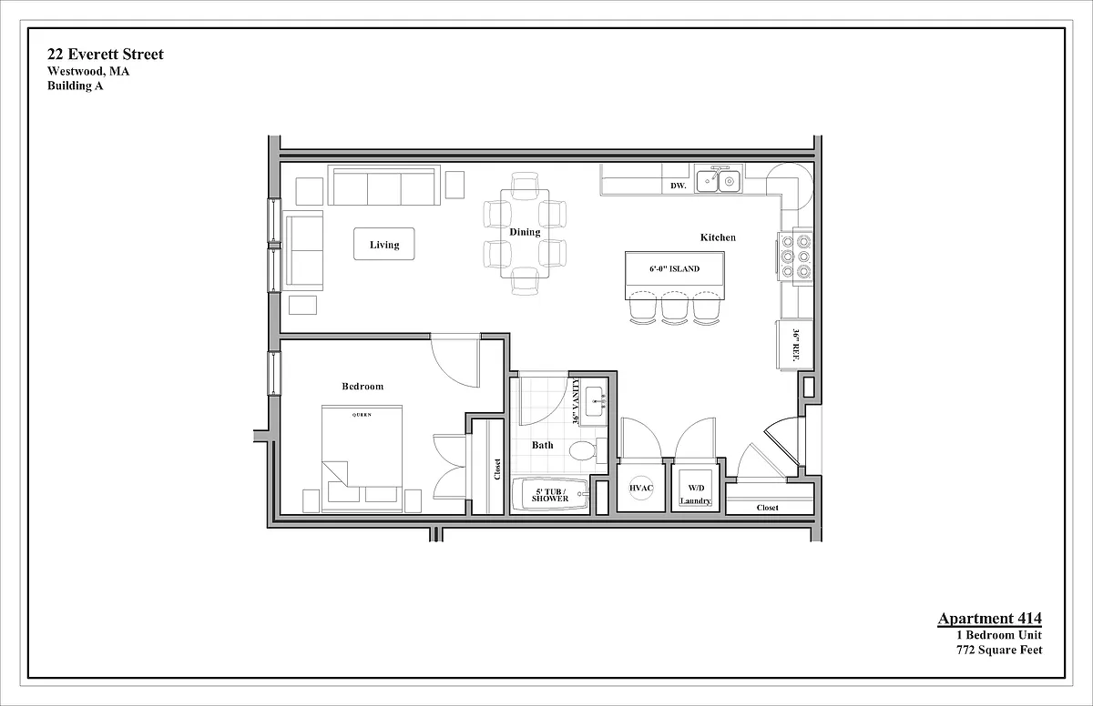 Floor plan 1 Bedroom - 1 Bath Luxury Rental Suite