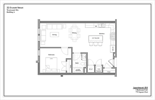 Floor plan 1 Bedroom - 1 Bath Luxury Rental Suite