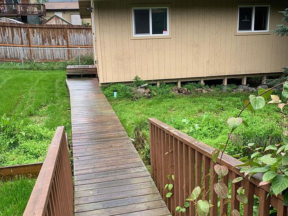 View from house of detached manroom/she-shed